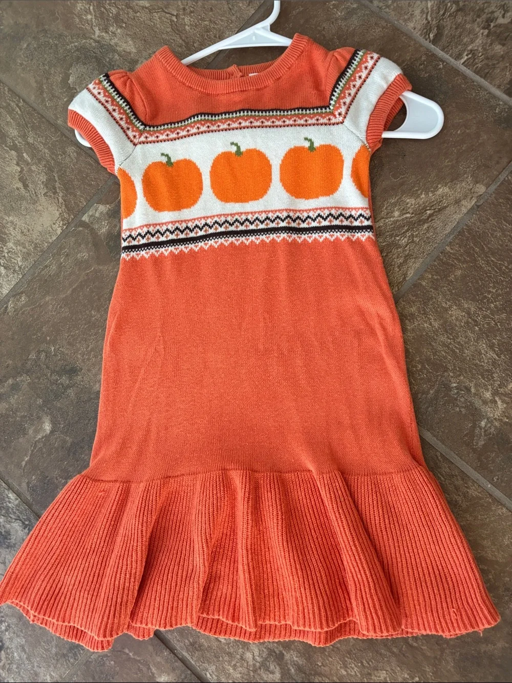 Gymboree Orange Pumpkin Knit Dress with Cream Accents